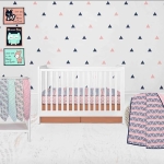 Product: Bacati - Girls Triangles Coral Navy 10 Piece Crib Bedding Set with 4 Swaddling Blankets