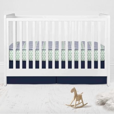 Bacati Girls Triangles Mint Navy 10 Piece Crib Bedding Set, 4 Muslin Swaddling Blankets, Nursery Bedding Set 10 Piece 12 Product: Bacati - Girls Triangles Mint Navy 10 Piece Crib Bedding Set with 4 Swaddling Blankets