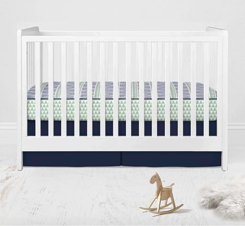 Bacati Girls Triangles Mint Navy 10 Piece Crib Bedding Set, 4 Muslin Swaddling Blankets, Nursery Bedding Set 10 Piece 4 Product: Bacati - Girls Triangles Mint Navy 10 Piece Crib Bedding Set with 4 Swaddling Blankets