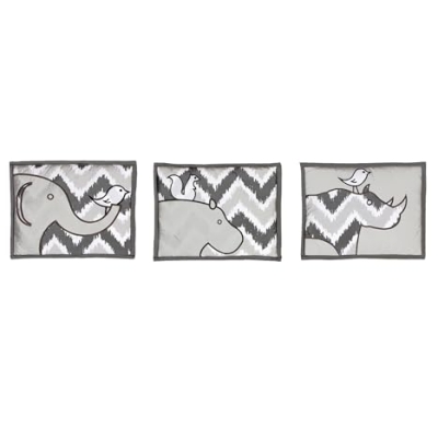 Product: Bacati - Ikat Dots Giraffe Yellow Gray Muslin 10 Piece Crib Set with 3 Wall hangings & 4 Muslin Swaddles