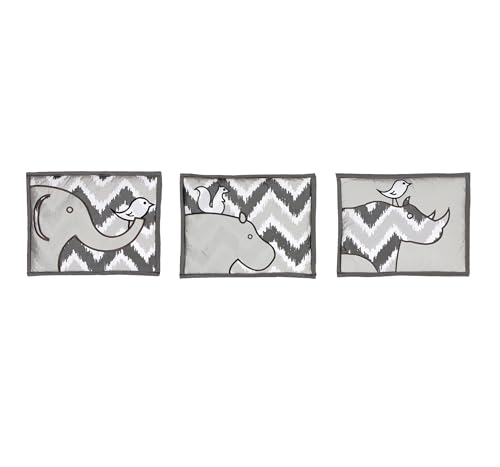 Product: Bacati - Ikat Dots Giraffe Yellow Gray Muslin 10 Piece Crib Set with 3 Wall hangings & 4 Muslin Swaddles