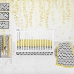 Product: Bacati - Ikat Dots Giraffe Yellow Gray Muslin 10 Piece Crib Set with 3 Wall hangings & 4 Muslin Swaddles