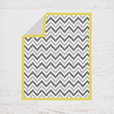 Product: Bacati - Ikat Dots Giraffe Yellow Gray Muslin 10 Piece Crib Set with 3 Wall hangings & 4 Muslin Swaddles