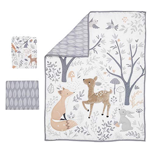 Woodland Forest Crib Bedding Set, 3 Piece Quilt Fitted Sheet Bed Skirt, Deer Nature Print, 28x52in 7 Product: Bedtime Originals 3 Piece Crib Bedding Set, Deer Park, Multicolor