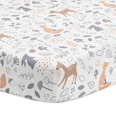 Woodland Forest Crib Bedding Set, 3 Piece Quilt Fitted Sheet Bed Skirt, Deer Nature Print, 28x52in 13 Product: Bedtime Originals 3 Piece Crib Bedding Set, Deer Park, Multicolor