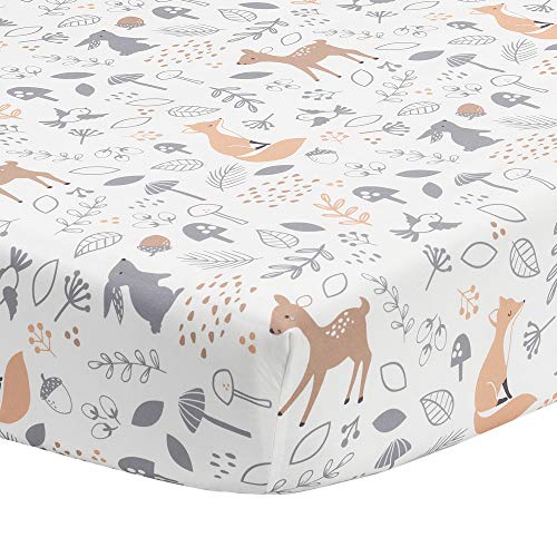 Woodland Forest Crib Bedding Set, 3 Piece Quilt Fitted Sheet Bed Skirt, Deer Nature Print, 28x52in 4 Product: Bedtime Originals 3 Piece Crib Bedding Set, Deer Park, Multicolor