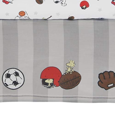 Bedtime Originals Snoopy Sports Blue Crib Bedding Set, 3 Piece Nursery Set, 35 x 44in Quilt, 10in Skirt, Standard Crib Sheet 7 Product: Bedtime Originals 3 Piece Snoopy Sports Bedding Set Blue