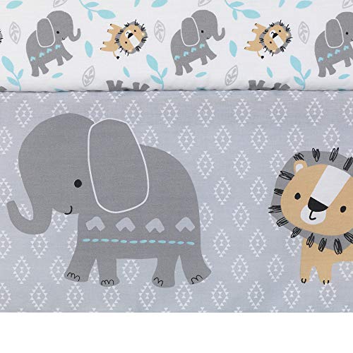 Jungle Fun Baby Crib Bedding Set, 3 Piece Blue Gray Quilt Fitted Sheet Skirt, Animal Nursery Bedding, 3 Piece Set 4 Product: Bedtime Originals Jungle Fun 3-Piece Crib Bedding Set, Blue/Gray(Pack of 1)