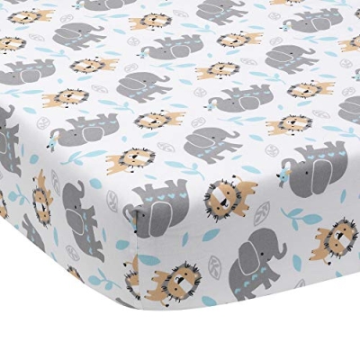 Jungle Fun Baby Crib Bedding Set, 3 Piece Blue Gray Quilt Fitted Sheet Skirt, Animal Nursery Bedding, 3 Piece Set 8 Product: Bedtime Originals Jungle Fun 3-Piece Crib Bedding Set, Blue/Gray(Pack of 1)
