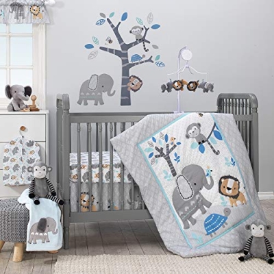 Product: Bedtime Originals Jungle Fun 3-Piece Crib Bedding Set, Blue/Gray(Pack of 1)