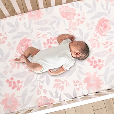 Lavender Floral Baby Crib Bedding Set, 3 Piece Quilt Fitted Sheet Crib Skirt, Pink Purple Botanical Nursery 13 Product: Bedtime Originals Lavender Floral 3-Piece Baby Crib Bedding Set - Pink/Purple