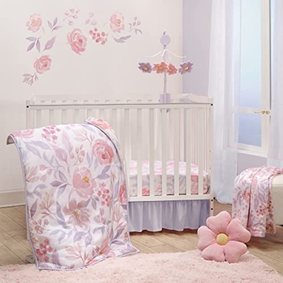Product: Bedtime Originals Lavender Floral 3-Piece Baby Crib Bedding Set - Pink/Purple