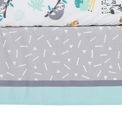 Safari Friends Crib Bedding Set, Jungle Animals 3 Piece Quilt Sheet Skirt, Gender Neutral Nursery 51in x 27in 15 Product: Bedtime Originals Mighty Jungle 3Piece Crib Bedding Set, Multicolor (283003V)