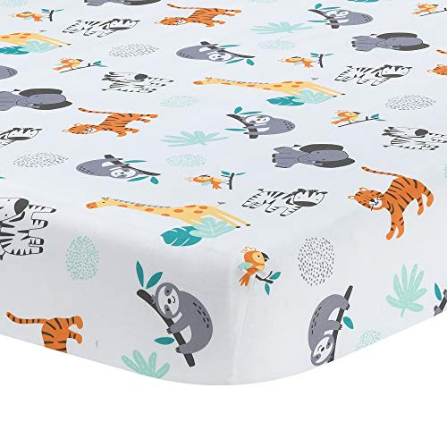 Safari Friends Crib Bedding Set, Jungle Animals 3 Piece Quilt Sheet Skirt, Gender Neutral Nursery 51in x 27in 4 Product: Bedtime Originals Mighty Jungle 3Piece Crib Bedding Set, Multicolor (283003V)