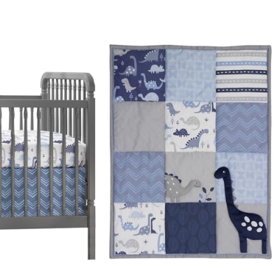 Product: Bedtime Originals Roar Dinosaur 3 Piece Crib Bedding Set, Blue/Gray, ‎44x1x35 Inch