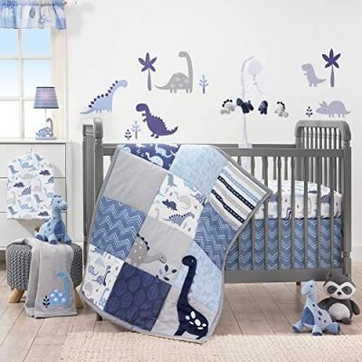 Product: Bedtime Originals Roar Dinosaur 3 Piece Crib Bedding Set, Blue/Gray, ‎44x1x35 Inch