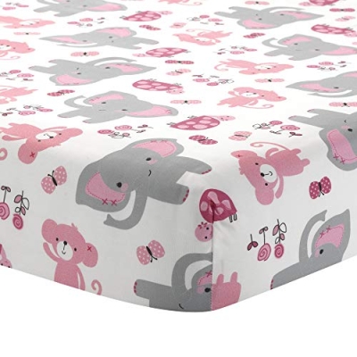Bedtime Originals Twinkle Toes Jungle Elephant 3 Piece Crib Bedding Set, Pink White, 3 Piece 10 Product: Bedtime Originals Twinkle Toes Jungle Elephant 3 Piece Bedding Set, Pink/White