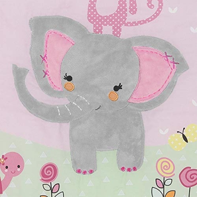 Bedtime Originals Twinkle Toes Jungle Elephant 3 Piece Crib Bedding Set, Pink White, 3 Piece 9 Product: Bedtime Originals Twinkle Toes Jungle Elephant 3 Piece Bedding Set, Pink/White