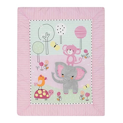 Bedtime Originals Twinkle Toes Jungle Elephant 3 Piece Crib Bedding Set, Pink White, 3 Piece 8 Product: Bedtime Originals Twinkle Toes Jungle Elephant 3 Piece Bedding Set, Pink/White