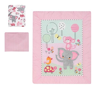 Bedtime Originals Twinkle Toes Jungle Elephant 3 Piece Crib Bedding Set, Pink White, 3 Piece 7 Product: Bedtime Originals Twinkle Toes Jungle Elephant 3 Piece Bedding Set, Pink/White