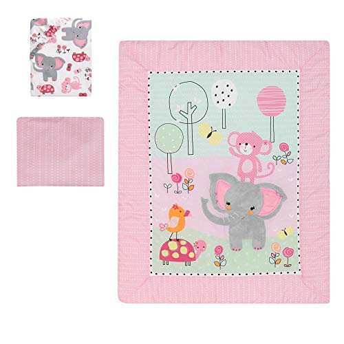 Bedtime Originals Twinkle Toes Jungle Elephant 3 Piece Crib Bedding Set, Pink White, 3 Piece 1 Product: Bedtime Originals Twinkle Toes Jungle Elephant 3 Piece Bedding Set, Pink/White