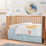 Product: Bedward 100 Percent Cotton (Excluding Quilt Filling) 3 Piece Baby, Toddler Crib Bedding Set ; Includes Fitted Sheet, Bed Skirt and Comforter Quilt for Nursery (Dreaming of Tomorrow) 100C20213