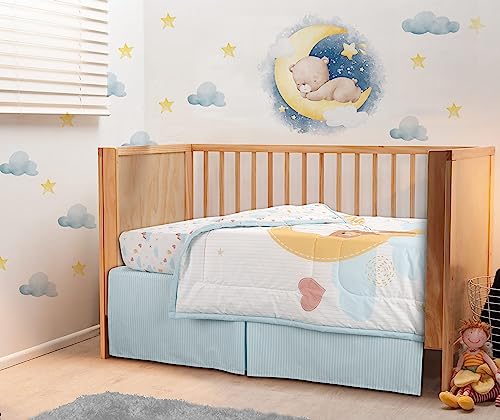 Bedward 100 Percent Cotton (Excluding Quilt Filling) 3 Piece Baby, Toddler Crib Bedding Set ; Includes Fitted Sheet, Bed Skirt and Comforter Quilt for Nursery (Dreaming of Tomorrow) 100C20213 - Crib Bedding Sets Product: Bedward 100 Percent Cotton (Excluding Quilt Filling) 3 Piece Baby, Toddler Crib Bedding Set ; Includes Fitted Sheet, Bed Skirt and Comforter Quilt for Nursery (Dreaming of Tomorrow) 100C20213