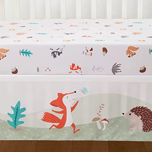 Woodland Floral Crib Bedding Set, 3 Piece Microfiber Nursery Bundle, Comforter Skirt Fitted Sheet, 28x52in 5 Product: beeweed 3-Piece Crib Bedding Set for Boys Girls, Soft Baby Bedding Set Including Blanket, Crib Skirt & Crib Sheets, Woodland Animal Nursery Bedding Set