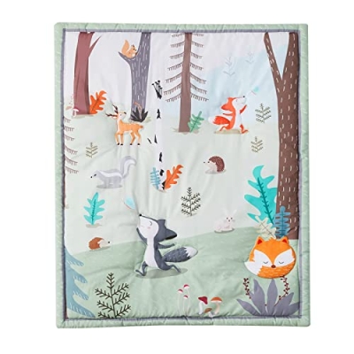 Woodland Floral Crib Bedding Set, 3 Piece Microfiber Nursery Bundle, Comforter Skirt Fitted Sheet, 28x52in 11 Product: beeweed 3-Piece Crib Bedding Set for Boys Girls, Soft Baby Bedding Set Including Blanket, Crib Skirt & Crib Sheets, Woodland Animal Nursery Bedding Set