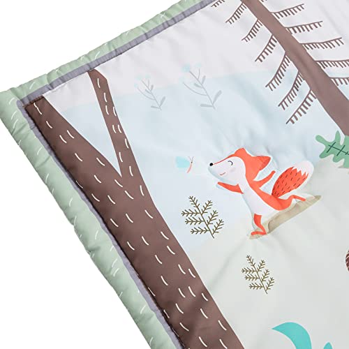Woodland Floral Crib Bedding Set, 3 Piece Microfiber Nursery Bundle, Comforter Skirt Fitted Sheet, 28x52in 3 Product: beeweed 3-Piece Crib Bedding Set for Boys Girls, Soft Baby Bedding Set Including Blanket, Crib Skirt & Crib Sheets, Woodland Animal Nursery Bedding Set
