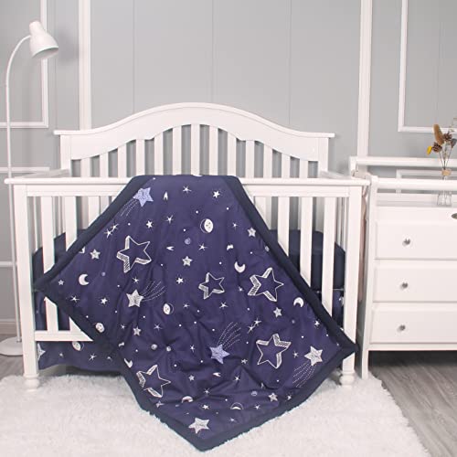 Navy Starry Night 3 Piece Crib Bedding Set, Cozy Comforter Fitted Sheet Crib Skirt, 3 Piece Crib Set 28x52in 5 Product: Belsden 3 Piece Crib Bedding Set for Baby Boys Girls, Classic Nursery Bedding Essential Including Comforter, Crib Sheet and Crib Skirt, Ultra Soft Cozy, Star Navy