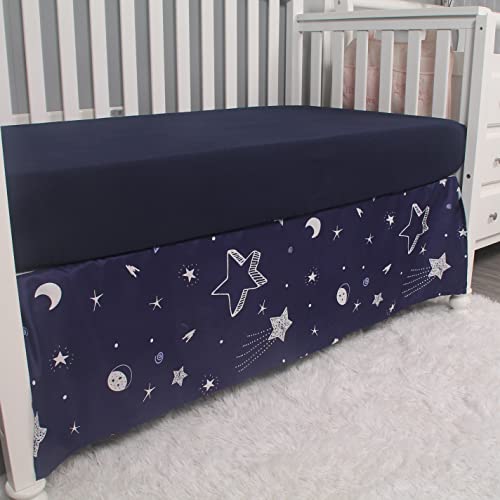 Navy Starry Night 3 Piece Crib Bedding Set, Cozy Comforter Fitted Sheet Crib Skirt, 3 Piece Crib Set 28x52in 2 Product: Belsden 3 Piece Crib Bedding Set for Baby Boys Girls, Classic Nursery Bedding Essential Including Comforter, Crib Sheet and Crib Skirt, Ultra Soft Cozy, Star Navy