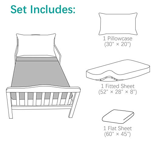 Product: Biloban 3-Piece Toddler Sheet Set Microfiber, Toddler Bedding Set Includes Crib Mattress Sheet, Flat Sheet and Envelope Pillowcase, Silky Soft, Breathable and Lightweight, Grey
