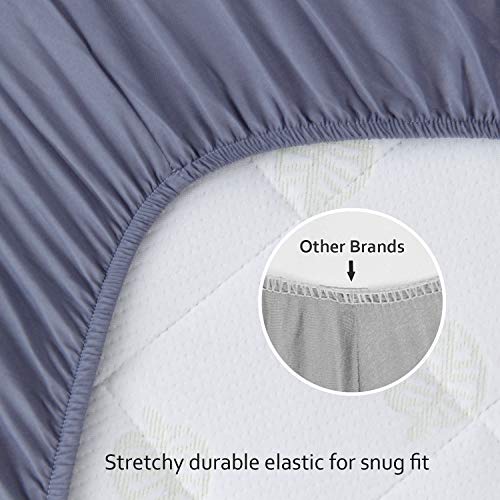 Microfiber Fitted Crib Sheets, Solid Grey Navy, Soft 2 Pack, Standard Crib Mattress 52 x 28 x 8 in 2 Product: Biloban Crib Sheets Fitted for Boys, 2 Pack Crib Sheet Fits for Standard Crib Mattress, Neutral Toddler Bed Sheets Girl, Grey & Navy, 52”X 28”