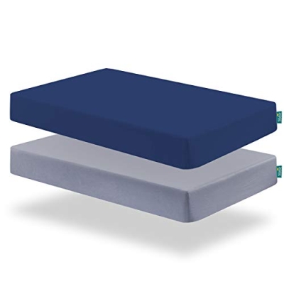 Product: Biloban Crib Sheets Fitted for Boys, 2 Pack Crib Sheet Fits for Standard Crib Mattress, Neutral Toddler Bed Sheets Girl, Grey & Navy, 52”X 28”