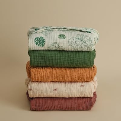 Muslin Cotton Crib Sheets, Breathable Baby Nursery Bedding 2 Pack, Boho Woodland Patterns, 28x52in 11 Product: Blissful Diary Muslin Crib Sheets for Girl Boy, Boho Neutral Soft Cotton Baby Sheet for 52''x28'' Standard Crib Mattress, 2 Pack(Monstera&Dark Green)