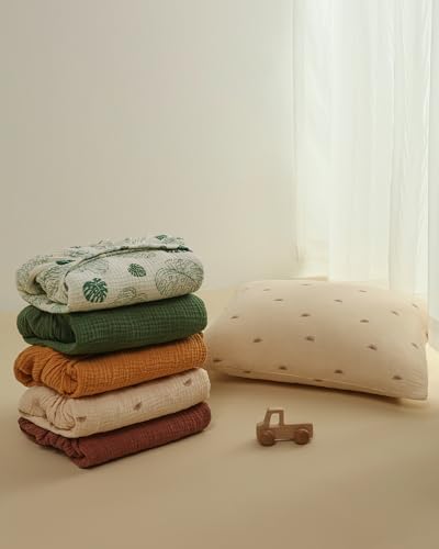 Muslin Cotton Crib Sheets, Breathable Baby Nursery Bedding 2 Pack, Boho Woodland Patterns, 28x52in 7 Product: Blissful Diary Muslin Crib Sheets for Girl Boy, Boho Neutral Soft Cotton Baby Sheet for 52''x28'' Standard Crib Mattress, 2 Pack(Monstera&Dark Green)