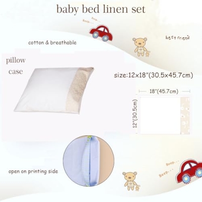 Product: BLOOMSTAR 100% Cotton Baby Crib Bedding Set – 2-Piece Soft & Breathable Toddler Duvet Cover (40x48”) + Pillowcase (12x18”), Safe Zipper, Machine Washable, Cozy Infant Quilt Cover for Boys & Girls