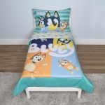 Product: Bluey 4 Piece Toddler Bedding Set – Includes Comforter, Sheet Set – Fitted Top Sheet Reversible Pillowcase for Boys or Girls Bed, Blue