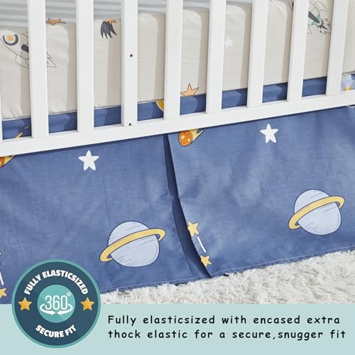 Product: Brandream 100% Cotton Crib Bedding Set for Baby Boys Space Nursery Collections 6 Pieces Astronaut's Journey to The Stars Adventurous Theme with Rocket Planet Blue Multi-Color