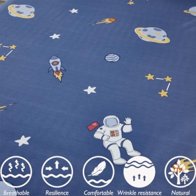 Product: Brandream 100% Cotton Crib Bedding Set for Baby Boys Space Nursery Collections 6 Pieces Astronaut's Journey to The Stars Adventurous Theme with Rocket Planet Blue Multi-Color