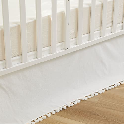 Boho Nursery Crib Bedding Set, Gender Neutral Beige White Cotton, 12 Piece Baby Bedding, 20.5cm 5 Product: Brandream 12PCS Gender Neutral Boho Bohemian Baby Girl Boy Nursery Crib Bedding Set Solid Beige and White Farmhouse Chic Unisex Minimalist Tassel Fringe Macrame Cozy 100% Washed Cotton