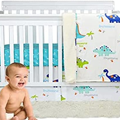 Product: Brandream 3 Piece Baby Crib Bedding Set for Boys - 100% Cotton - Newborn, Infant & Toddler Nursery Bed Set Decor with Fitted Crib Sheet, Dust Ruffle, Crib Comforter - Dinosaur Dreams