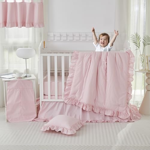 Product: Brandream 4-Piece Crib Bed Skirt & Crib Bedding Set 100% Cotton Farmhouse Baby Nursery Bedding Set