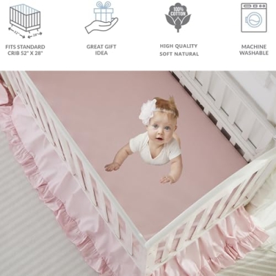 Product: Brandream 4-Piece Crib Bed Skirt & Crib Bedding Set 100% Cotton Farmhouse Baby Nursery Bedding Set