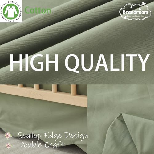 Product: Brandream 4-Piece Crib Bed Skirt & Crib Bedding Set 100% Cotton French Country Toile Crib Bedding Set Vintage Green Toile Floral Print