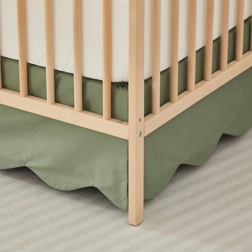 Product: Brandream 4-Piece Crib Bed Skirt & Crib Bedding Set 100% Cotton French Country Toile Crib Bedding Set Vintage Green Toile Floral Print