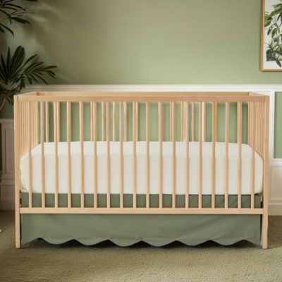 Product: Brandream 4-Piece Crib Bed Skirt & Crib Bedding Set 100% Cotton French Country Toile Crib Bedding Set Vintage Green Toile Floral Print