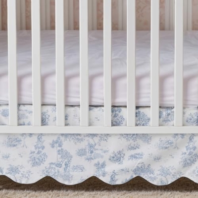 Product: Brandream 4-Piece Crib Bed Skirt & Crib Bedding Set 100% Cotton French Country Toile Floral Print Farmhouse Chic Nursery Crib Bed Skirt