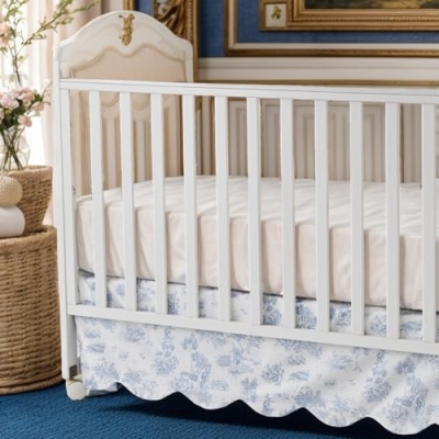 Product: Brandream 4-Piece Crib Bed Skirt & Crib Bedding Set 100% Cotton French Country Toile Floral Print Farmhouse Chic Nursery Crib Bed Skirt